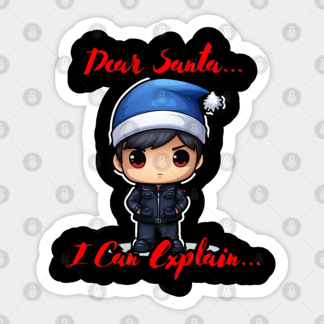 Dear Santa I Can Explain Police Officer Sticker by MaystarUniverse